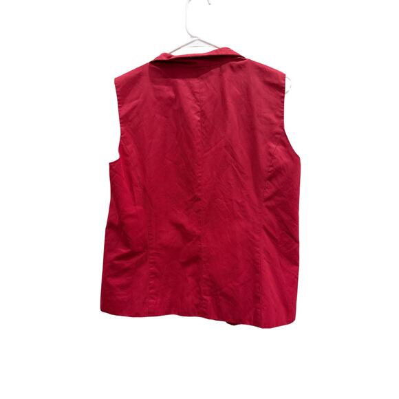 Eileen Fisher Women’s Small Vest Red Cotton Blend Front Zip Pockets - Picture 2 of 10